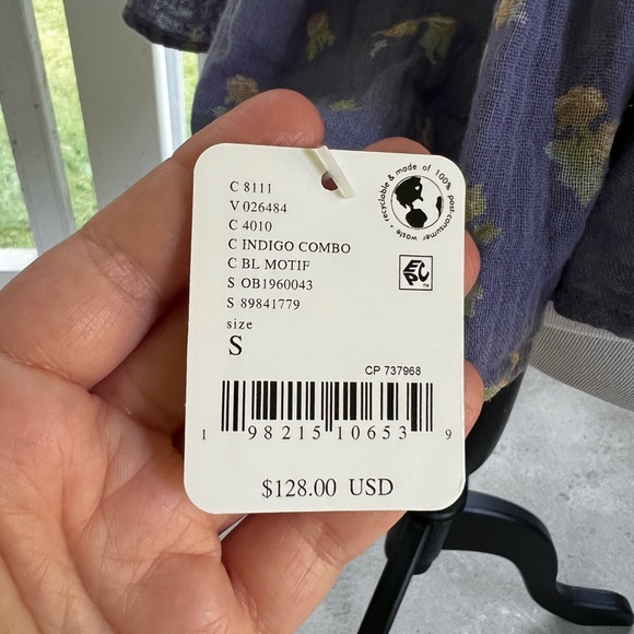 Free People Floral Puff Sleeve Top - Blue - Picture 6 of 8